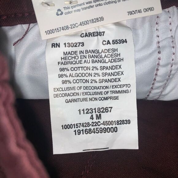 Lee Womens Size 4 Relaxed Fit Denim Jean Shorts Burgundy Flat Front NWT - Picture 7 of 11